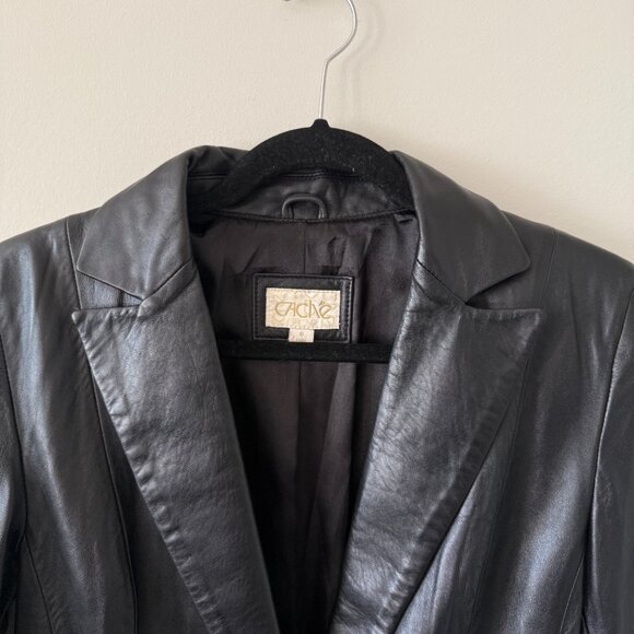 Black Cache Vintage Genuine Leather Jacket, size 6 - Picture 2 of 6